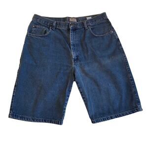 Vintage 90s IOU Denim Shorts Size 36 Baggy Skater Dark Wash Jorts 11" Inseam